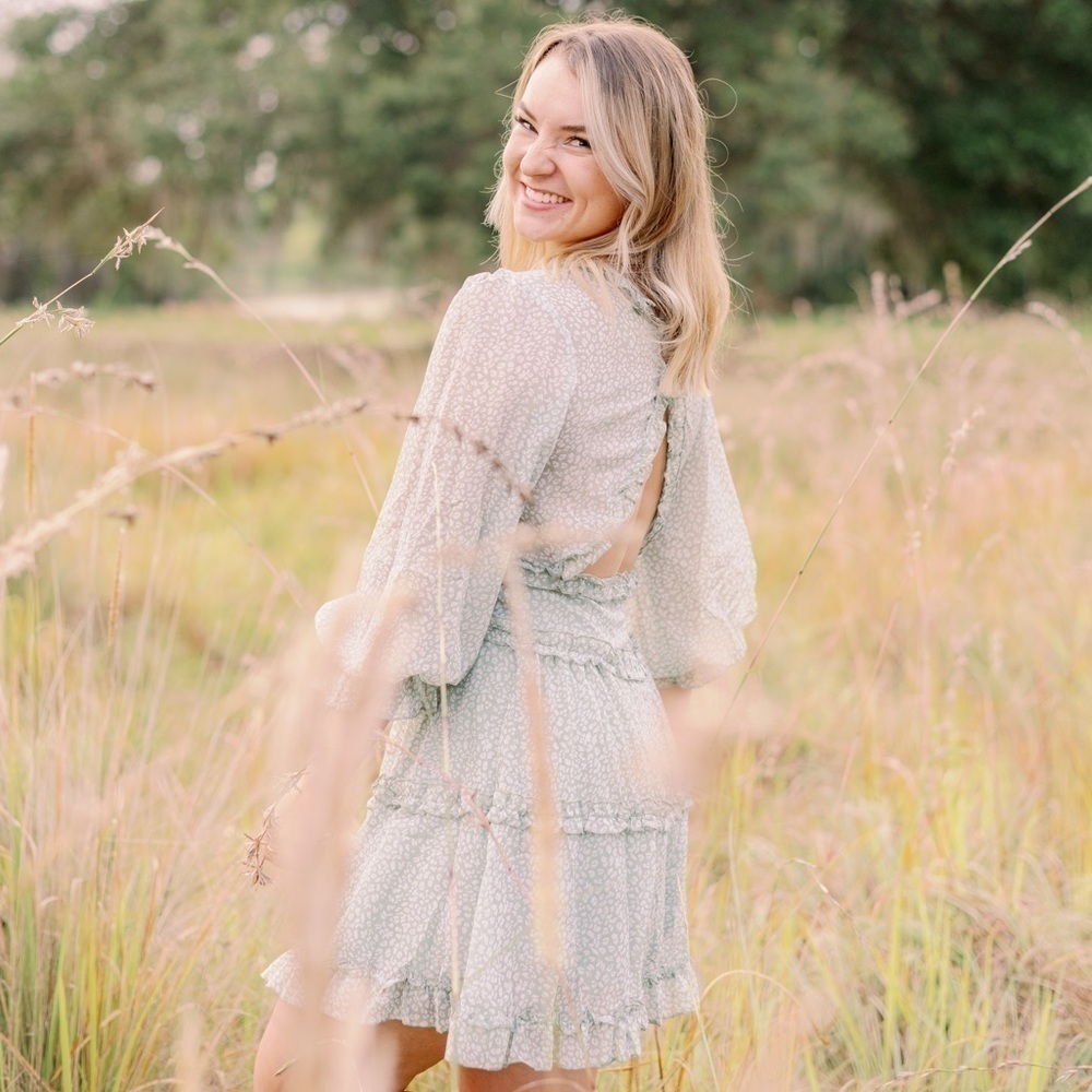 Long Sleeve Dress Deep V Neck Ruffle Layer Swing Mini Dresses Open Back - Picture 14 of 14